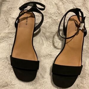 TORRID Black Suede-like Block Heels with Ankle Strap